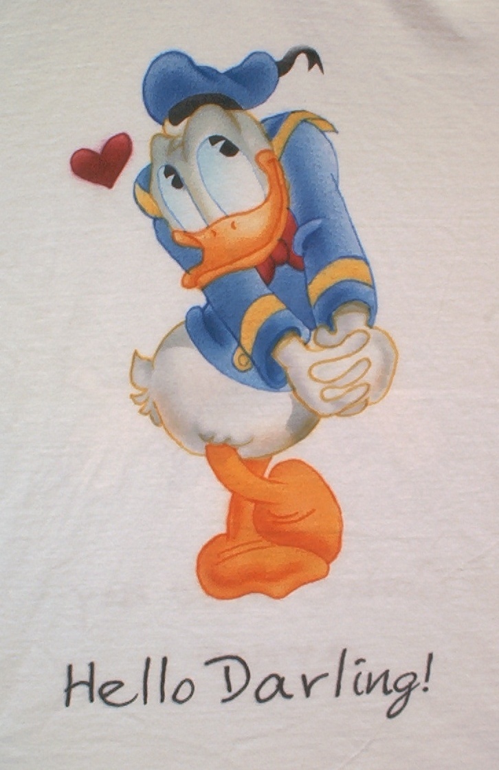 Donald Duck in love back.closeup